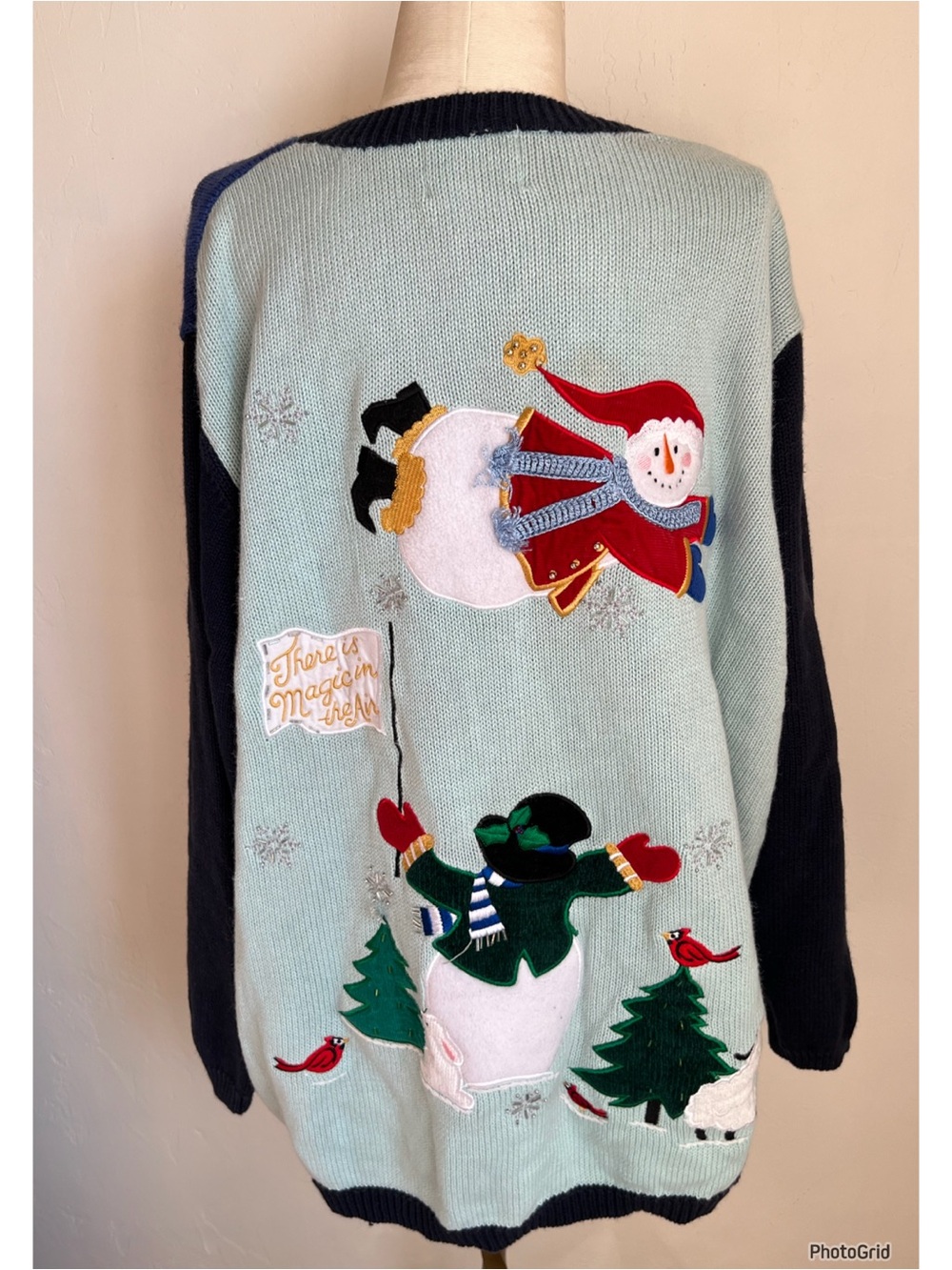 The Quacker Factory Christmas Winter Snowman Scene Cardigan 2X - Picture 2 of 9